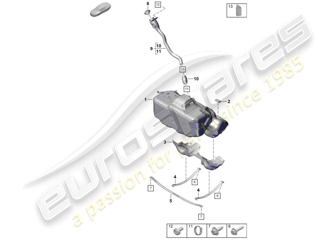 porsche 2023 (992-1 turbo / s) fuel tank additive parts diagram