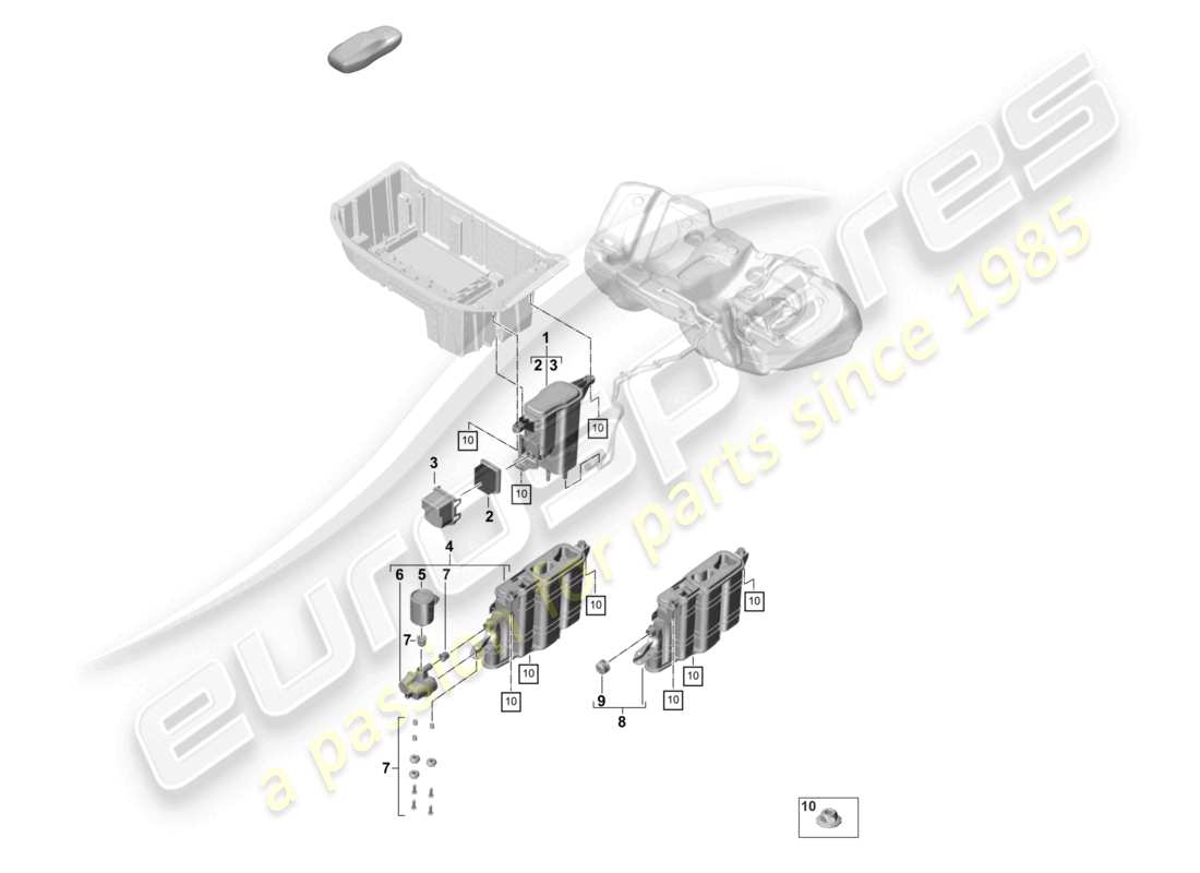 porsche 2021 (panamera 971-2) activated charcoal container part diagram