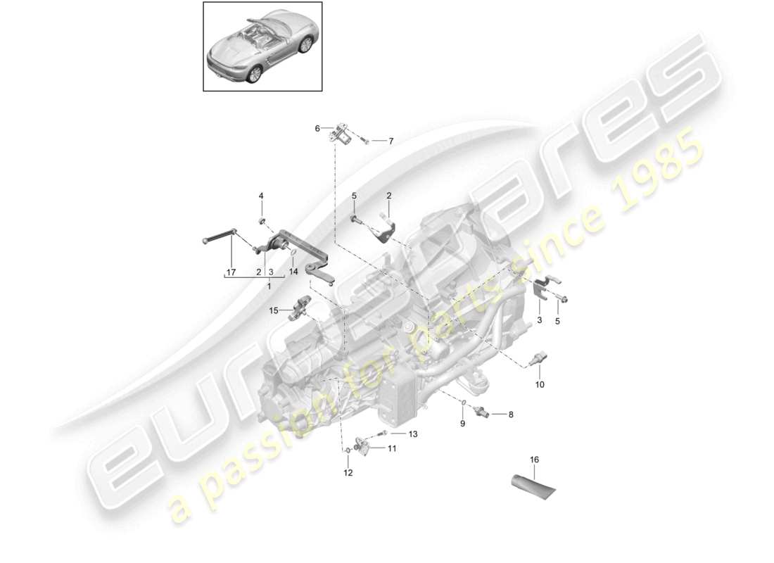 porsche 2022 (718 boxster) manual gearbox individual parts sensor module parts diagram