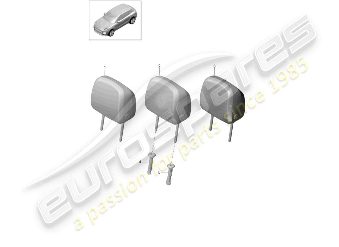 porsche 2023 (macan) head restraint accessories part diagram