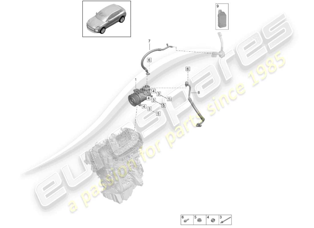 porsche 2025 (macan) a/c compressor r1234yf coolant part diagram