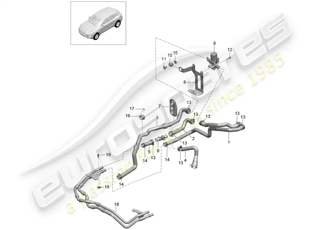 porsche 2014 (macan) heater with: auxiliary heater for models with diesel engine parts diagram