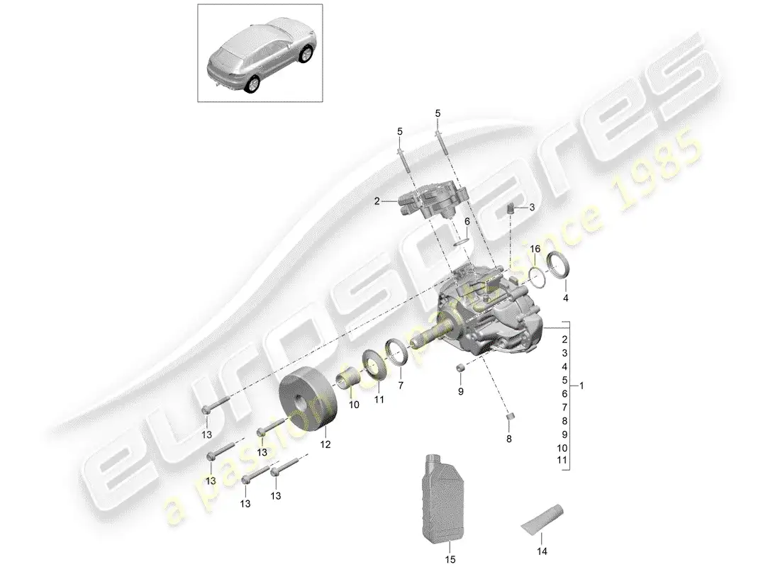 porsche 2014 (macan) transfer box parts diagram