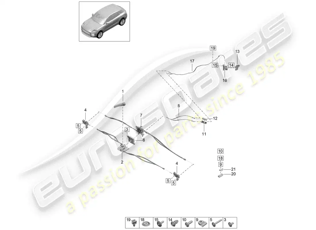 porsche 2020 (macan) cover front lock parts diagram
