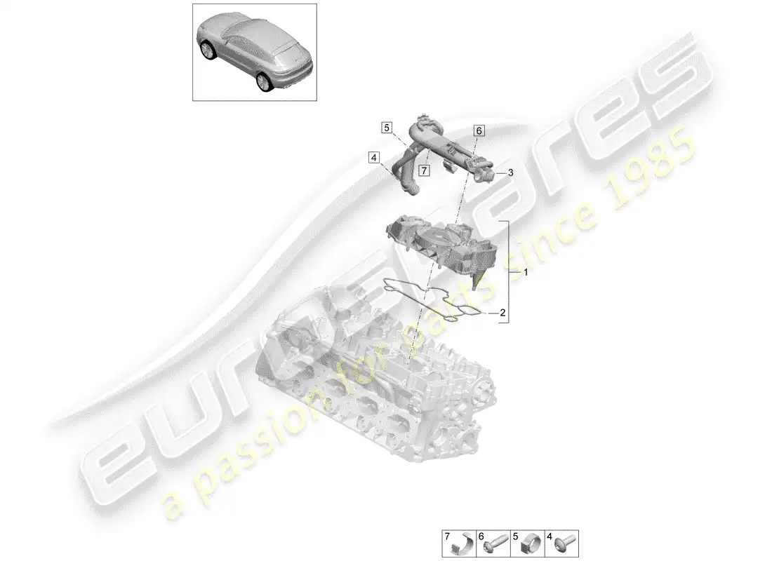 porsche 2020 (macan) oil separator breather line crankcase housing ventilation parts diagram