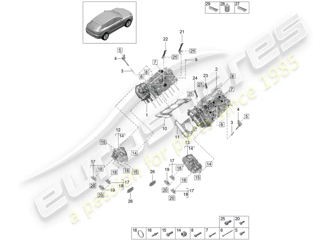 porsche 2020 (macan) cylinder head parts diagram