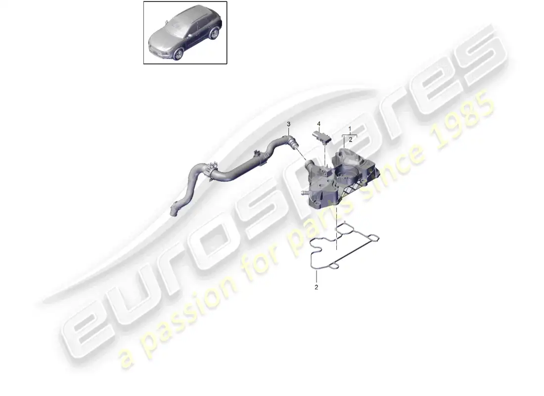 porsche 2020 (macan) oil separator breather line crankcase housing ventilation parts diagram