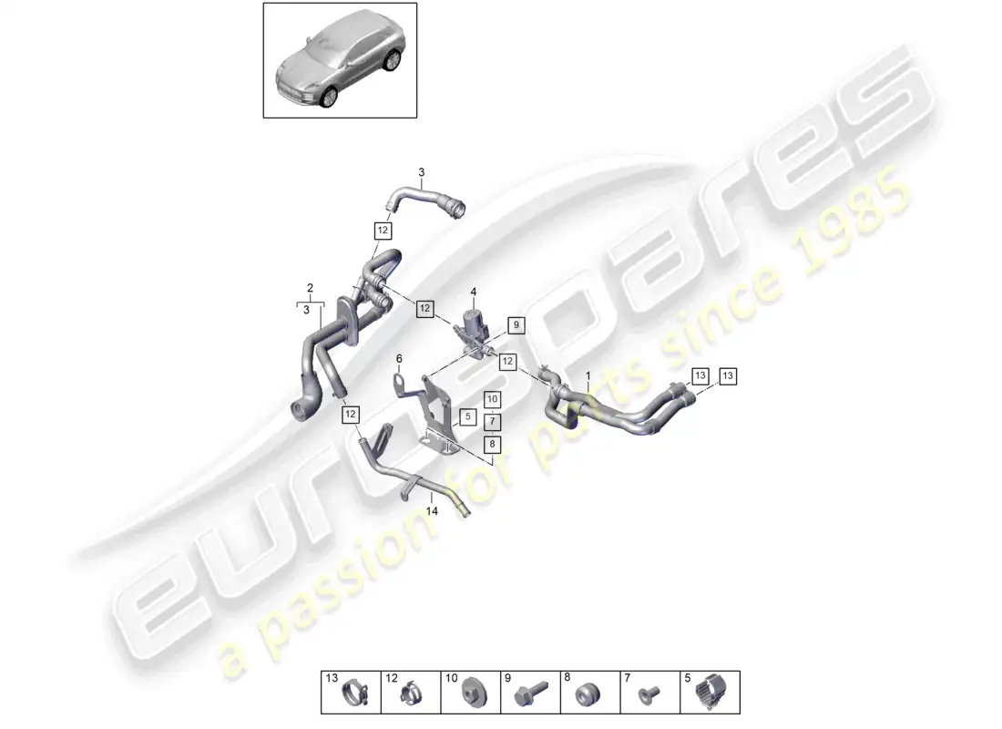 porsche 2020 (macan) heater r4 2,0l tfsi water box for models with supplementary heater d - mj 2020>> parts diagram