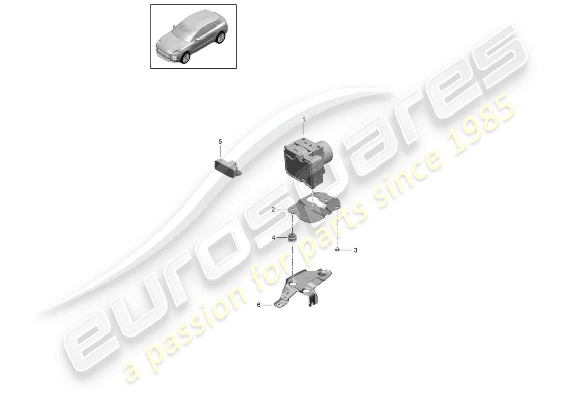 porsche 2024 (macan) hydraulic unit anti-locking brake syst. -abs- part diagram