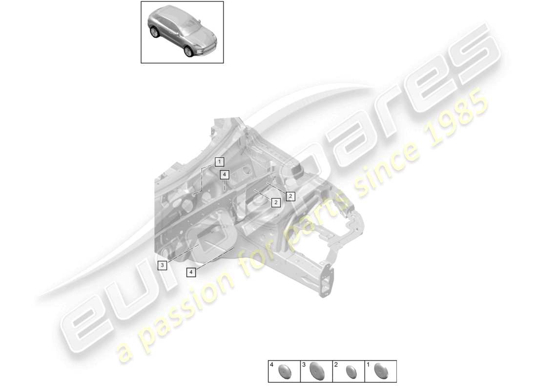 porsche 2023 (macan) bungs front end firewall part diagram