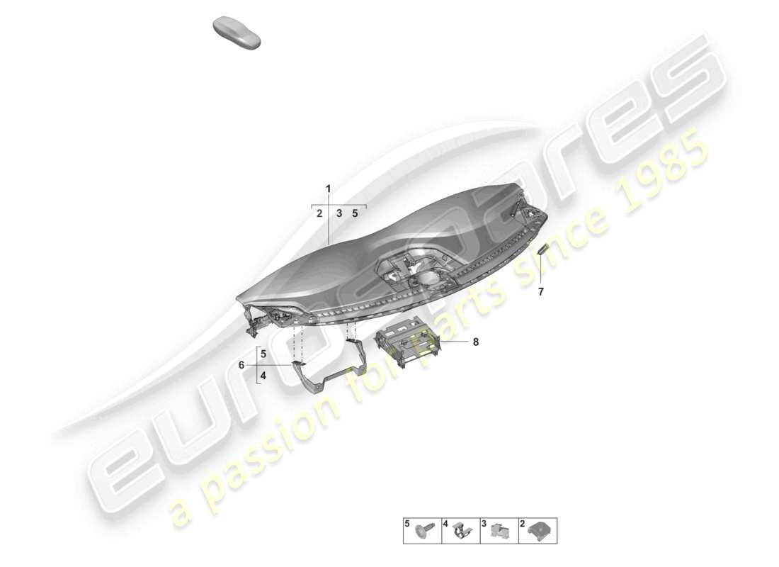 porsche 2023 (992-1) instrument panel trim upper part with: fasteners parts diagram