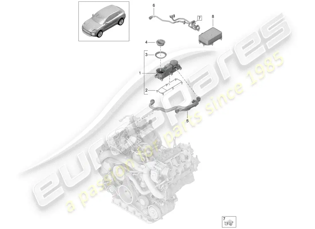 porsche 2020 (macan) ventilation for cylinder block oil separator parts diagram
