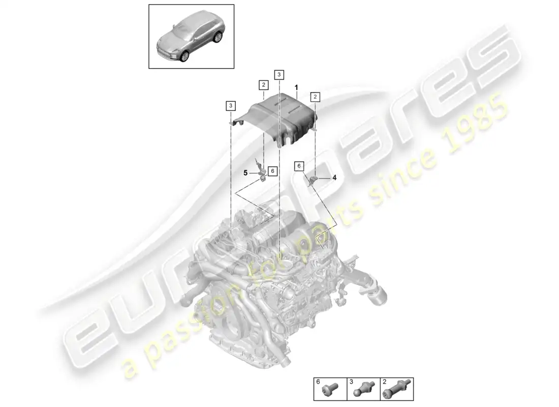 porsche 2020 (macan) cylinder head heat shield parts diagram