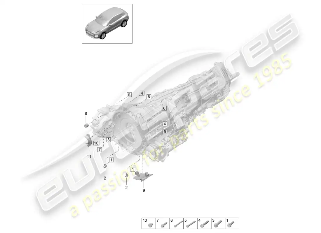porsche 2020 (macan) mounting parts for engine and transmission parts diagram