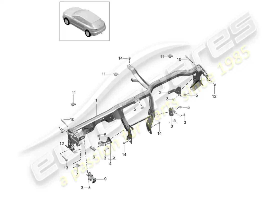 porsche 2014 (macan) retaining frame dashboard parts diagram