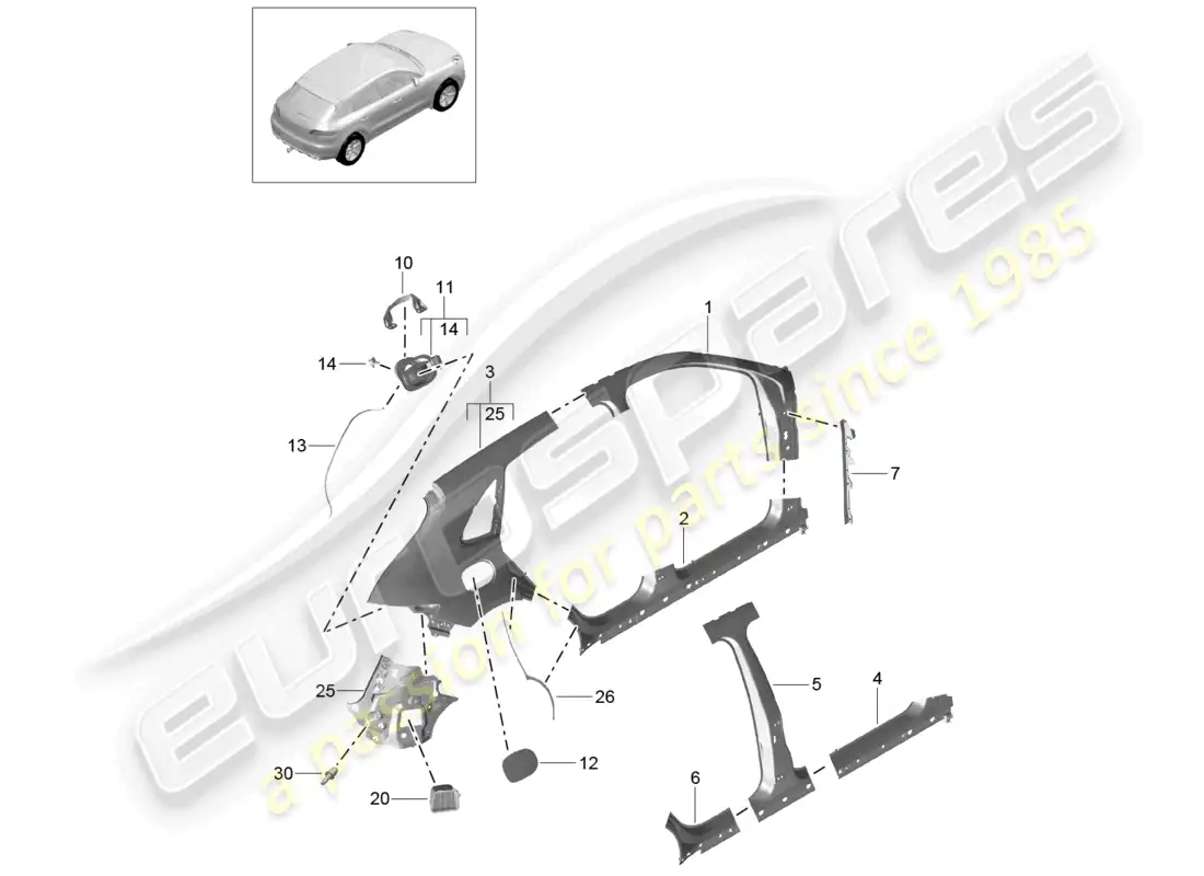 porsche 2014 (macan) side part outer parts diagram
