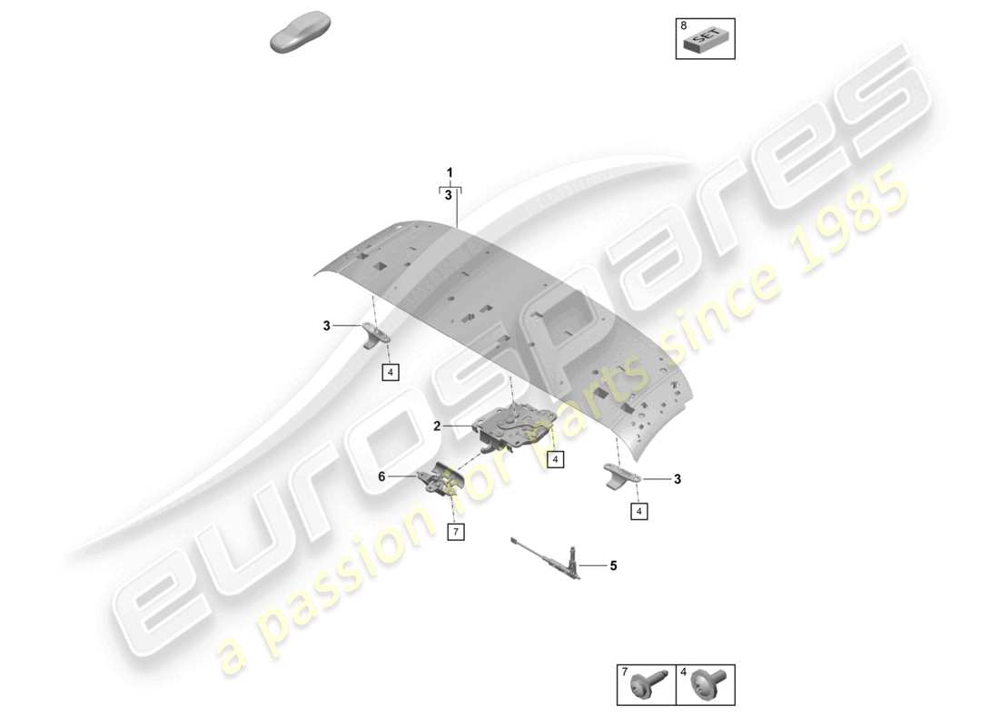 porsche 2022 (718 boxster) top frame front roof frame catch parts diagram