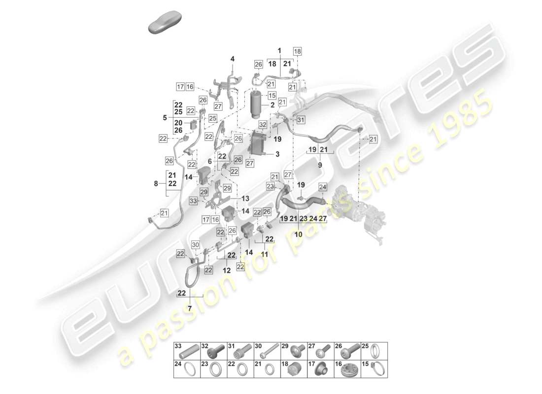 porsche 2022 (taycan 9j1-1) air conditioning refrigerant line dryer insert with attachment parts with: heat pump r1234yf coolant part diagram
