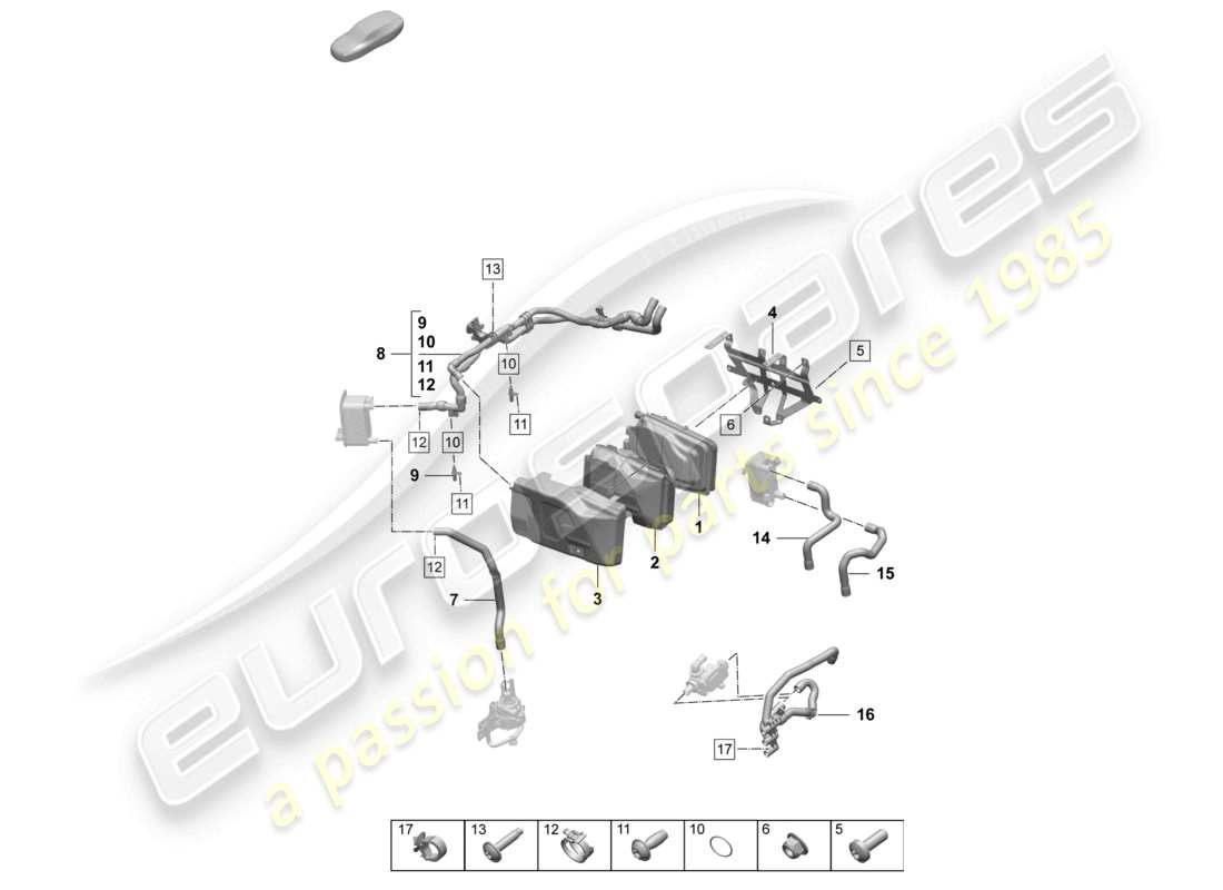 porsche 2026 (taycan 9j1-2) coolant pipe heater part diagram