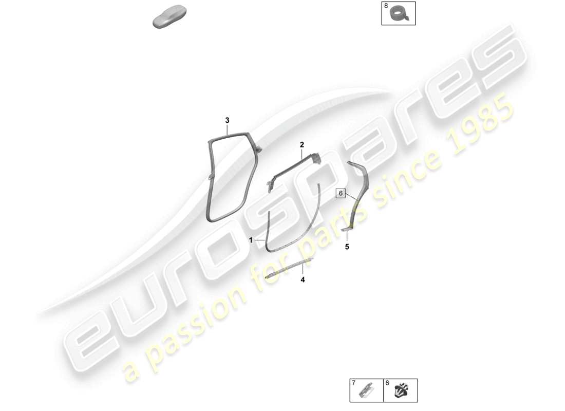 porsche 2025 (taycan 9j1-2) door seal rear accessories parts diagram