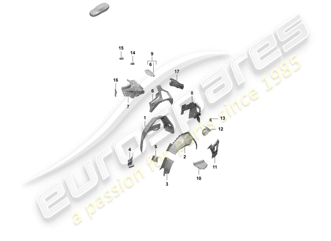 porsche 2025 (taycan 9j1-2) side panel, inner rear wheel housing parts diagram
