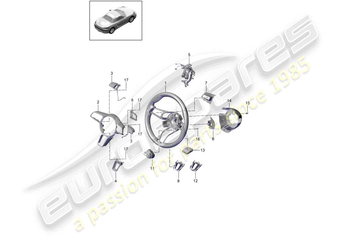 porsche 2025 (718 boxster) steering wheel individual parts part diagram