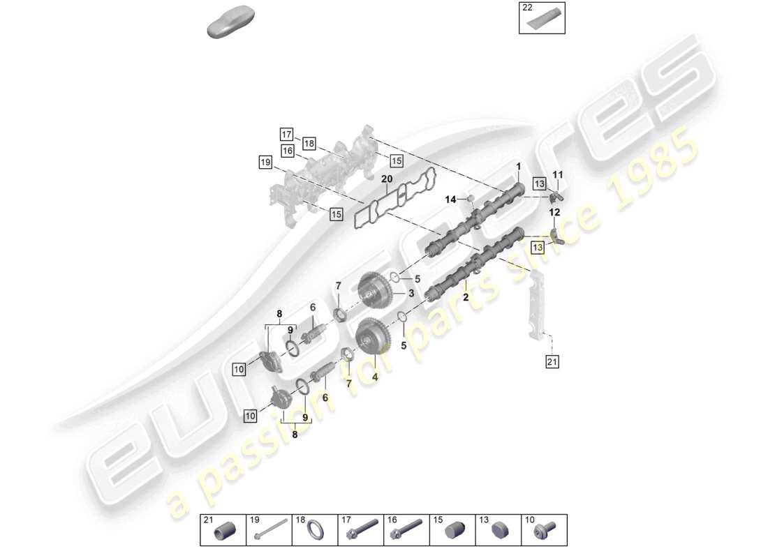 porsche 2023 (718 boxster) camshaft camshaft adjuster unit part diagram