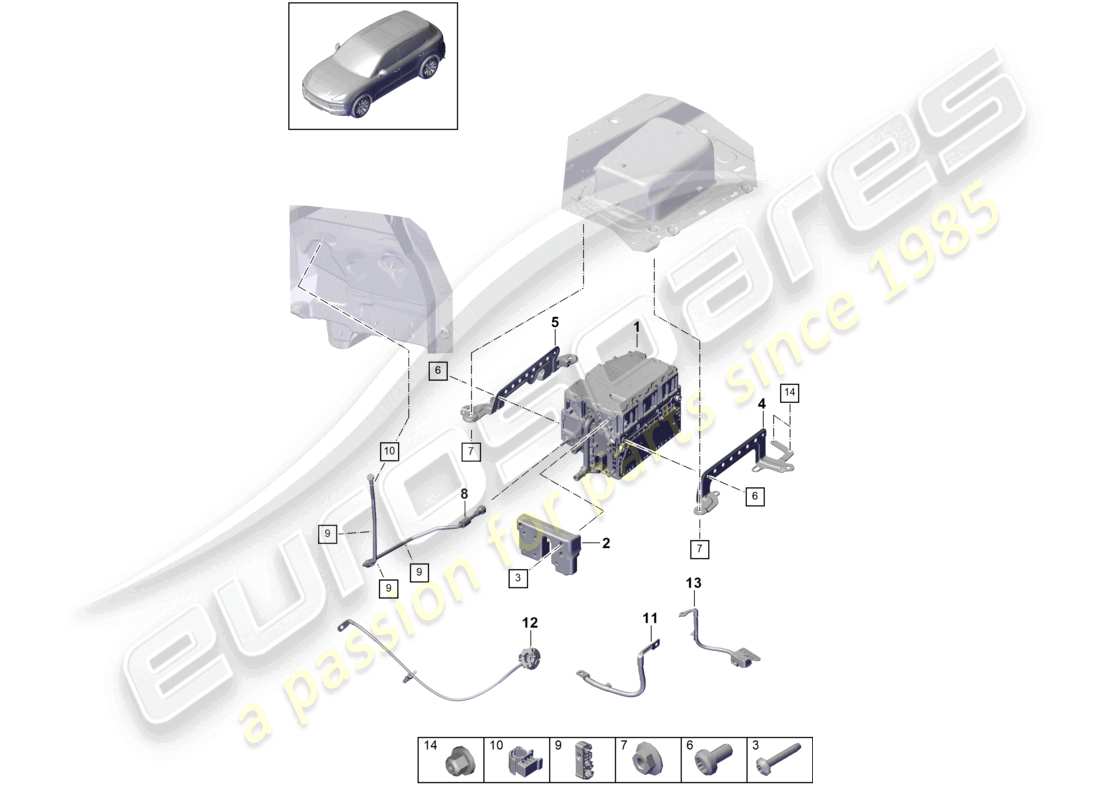 porsche 2022 (cayenne e3 9ya/9yb) power and control electronics- for electric drive part diagram