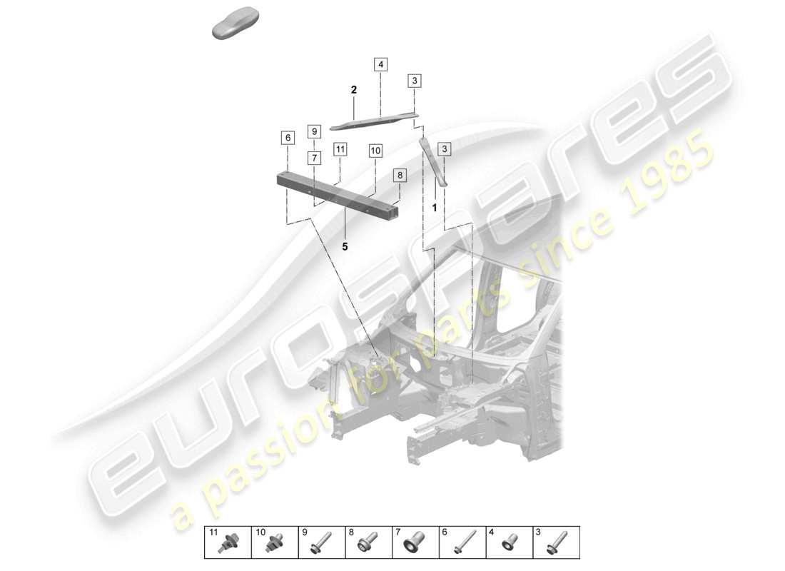 porsche 2026 (macan-e) dome strut front accessories part diagram