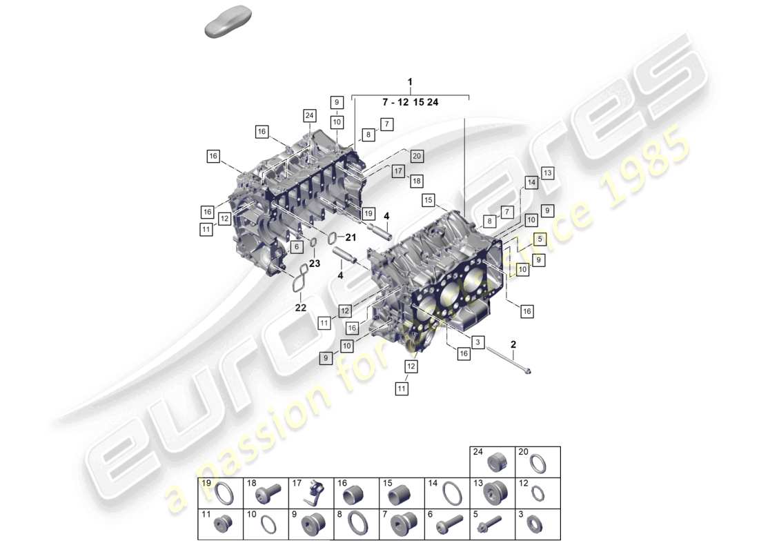 porsche 2025 (992-2) crankcase housing parts diagram