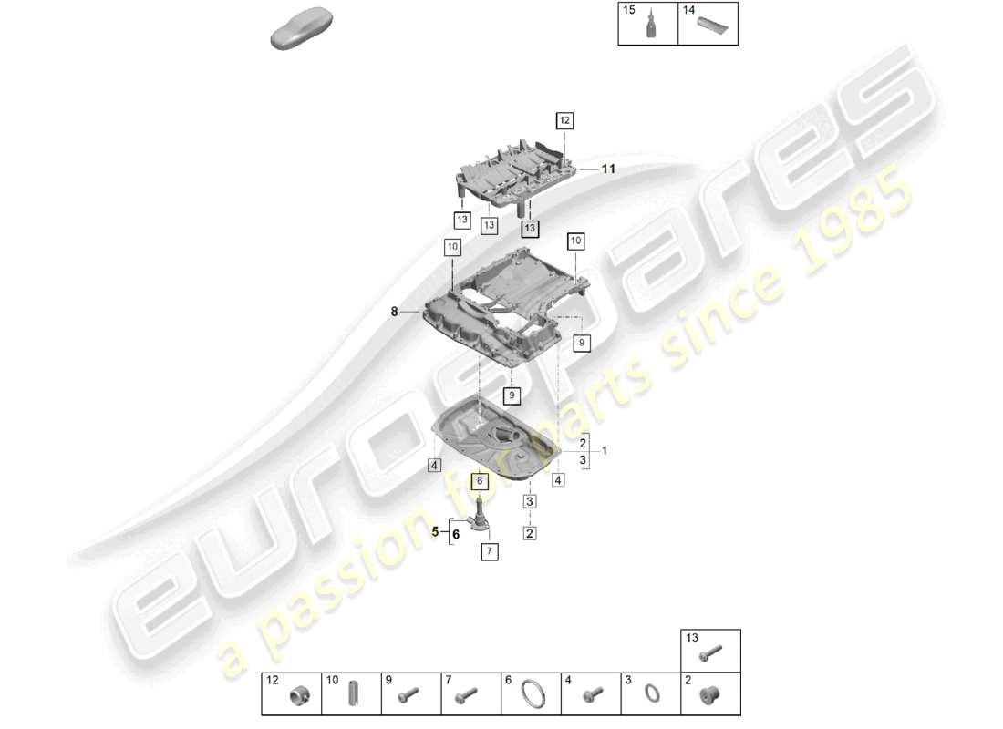 porsche 2026 (cayenne e3 pa) oil-conducting housing oil sump part diagram