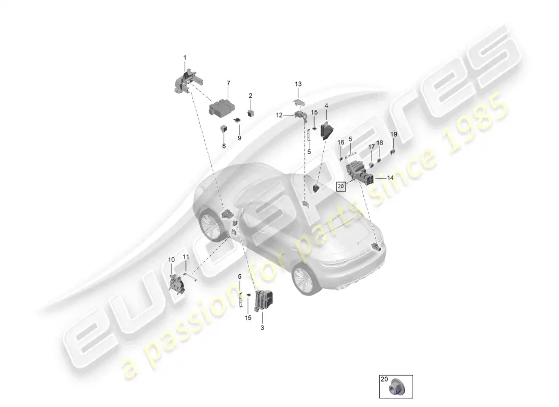 porsche 2020 (macan) fuse box relay plate parts diagram