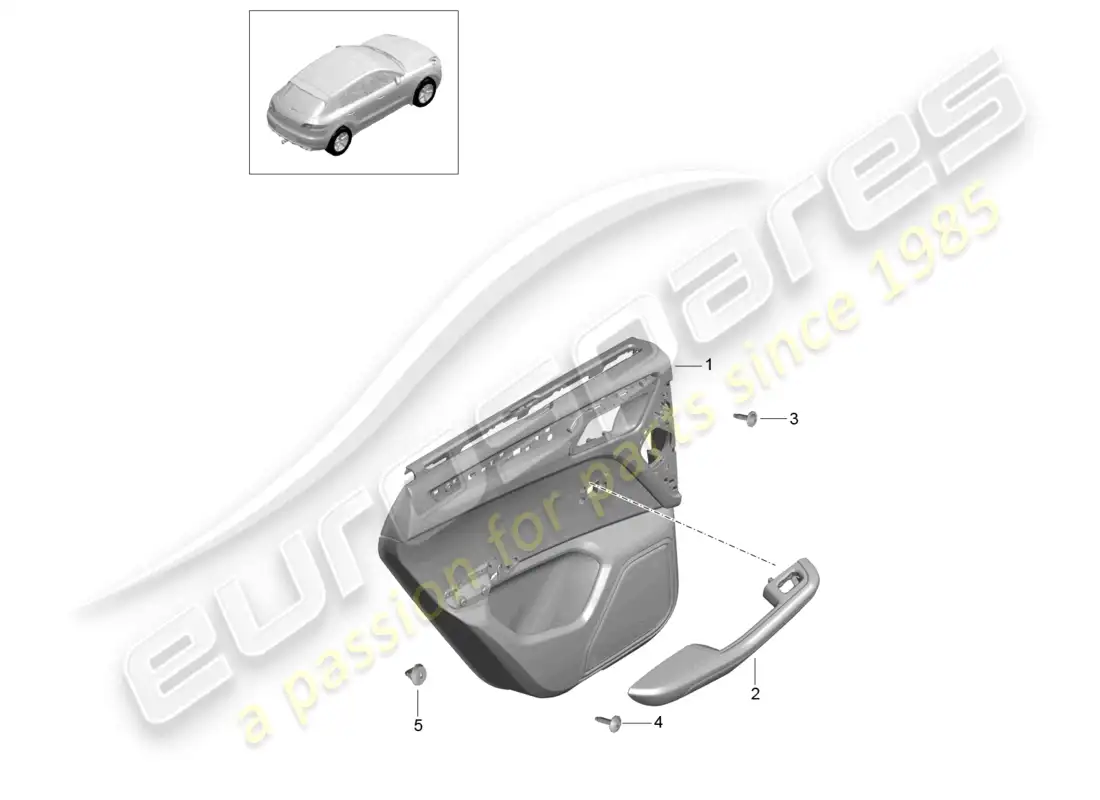 porsche 2014 (macan) door panel rear leather alcantara parts diagram
