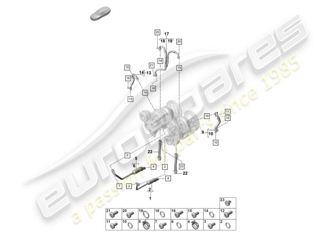porsche 2023 (panamera 971-2) coolant cooling system for turbocharger oil pressure line for exhaust gas turbocharger parts diagram