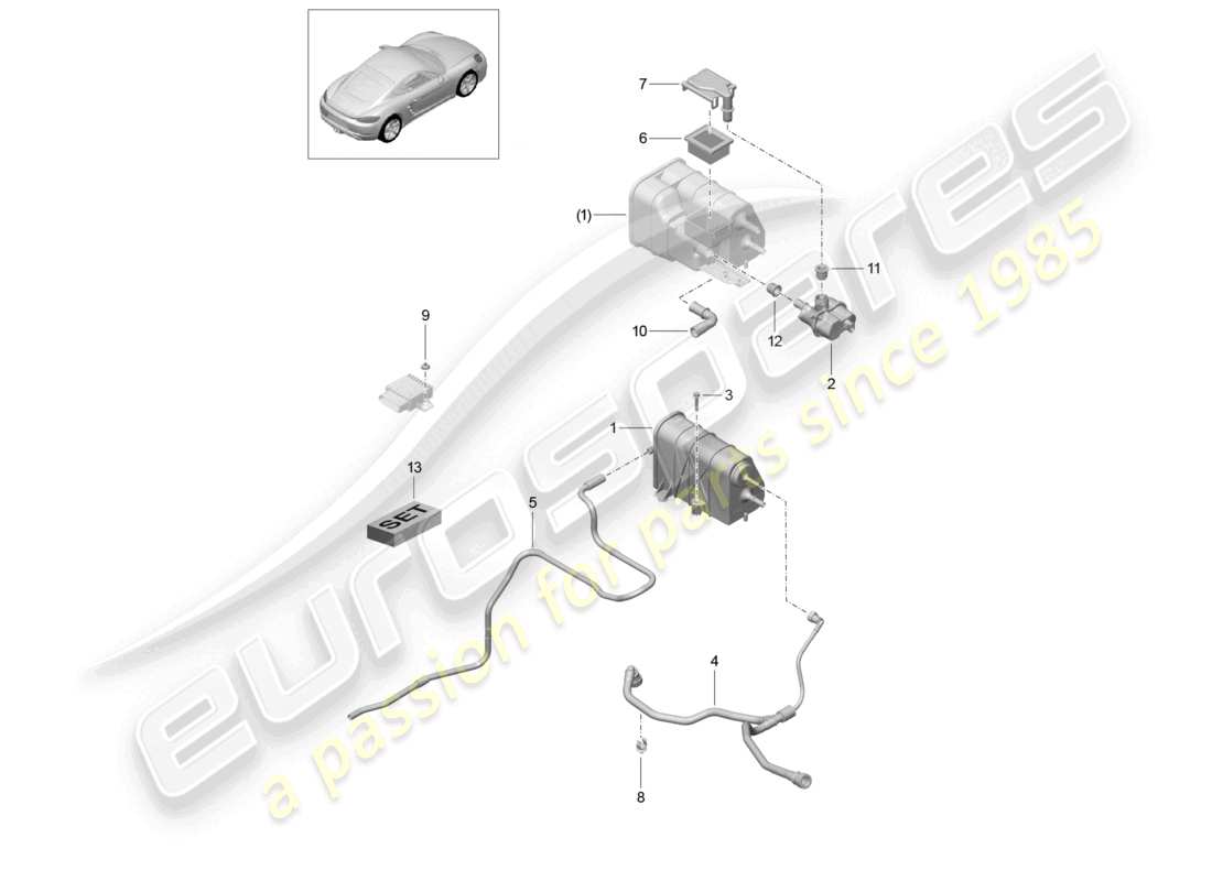 porsche 2026 (718 cayman) activated charcoal container parts diagram