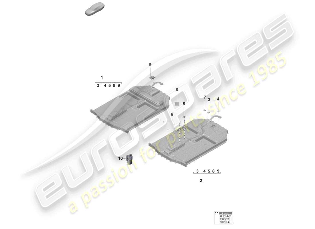 porsche 2023 (taycan 9j1-1) spare battery electric drive notice parts diagram
