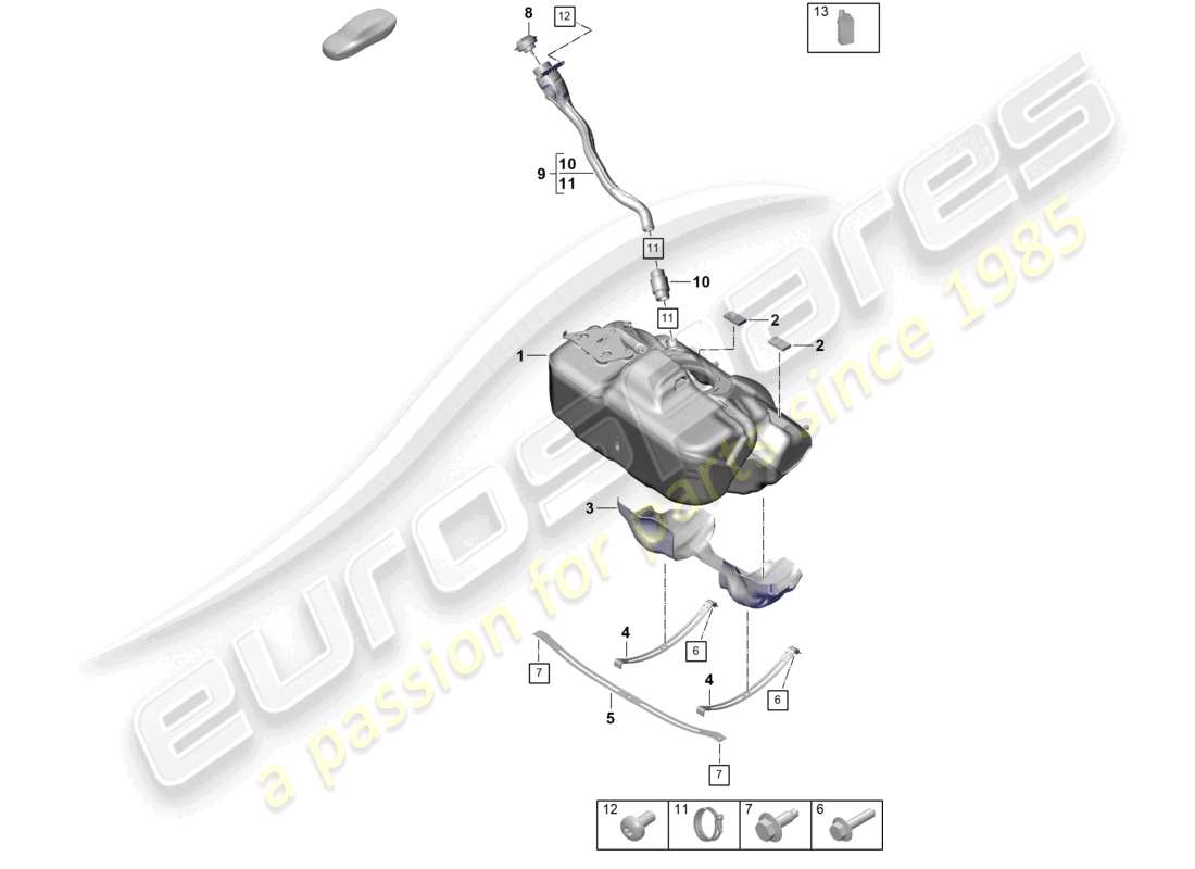 porsche 2025 (992-2 gt3) fuel tank additive parts diagram