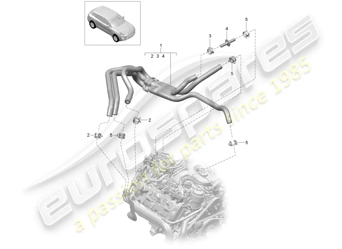 porsche 2014 (macan) fuel system fuel line engine bay parts diagram
