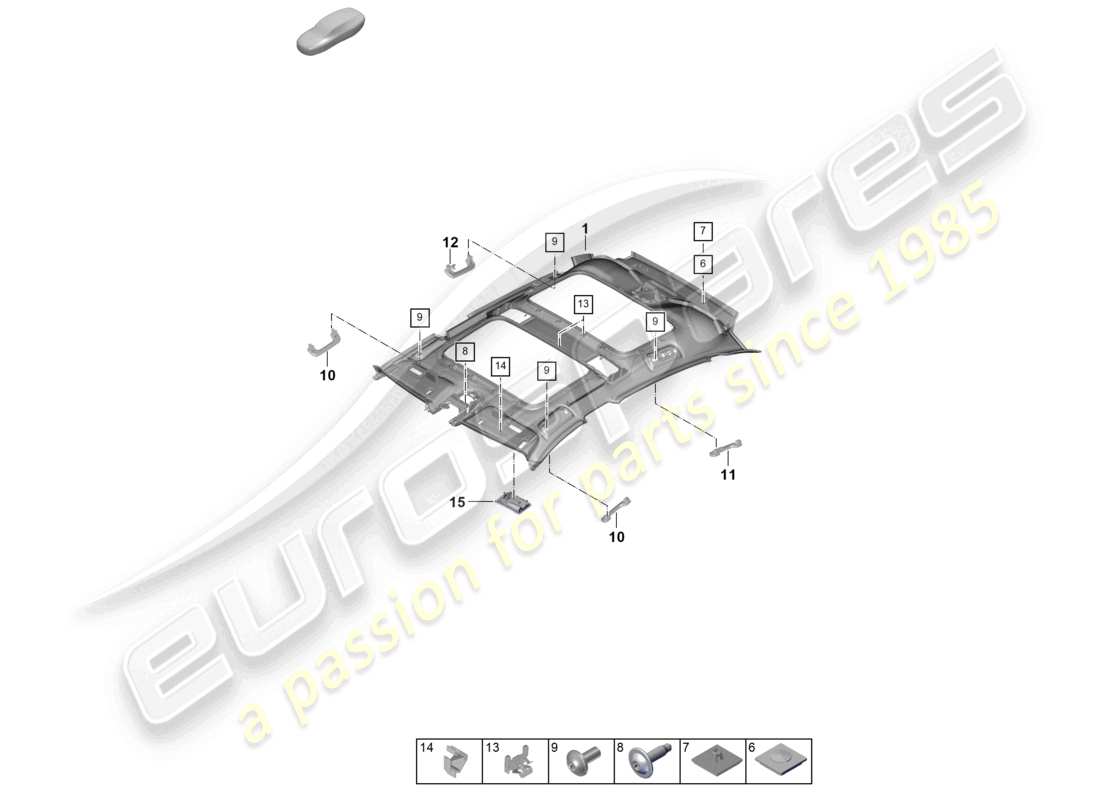 porsche 2025 (panamera 976) roof trim parts diagram