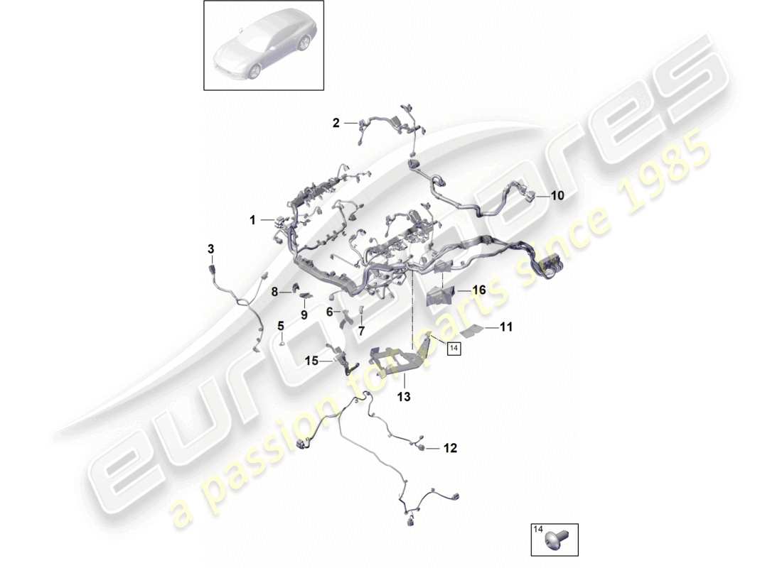 porsche 2021 (panamera 971-1) wiring looms engine part diagram
