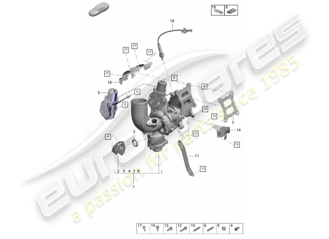 porsche 2022 (macan) exhaust gas turbocharger lambda probe part diagram