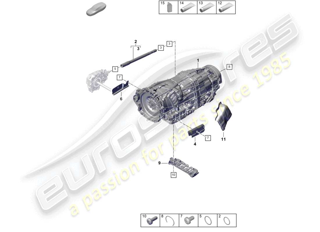 porsche 2025 (panamera 976) 8-speed dual clutch gearbox - pdk - for vehicles with hybrid drive parts diagram