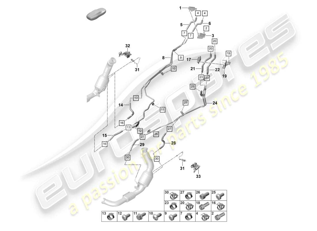 porsche 2023 (panamera 971-2) exhaust system exhaust gas treatment system sensors for vehicles with a petrol particulate filter parts diagram