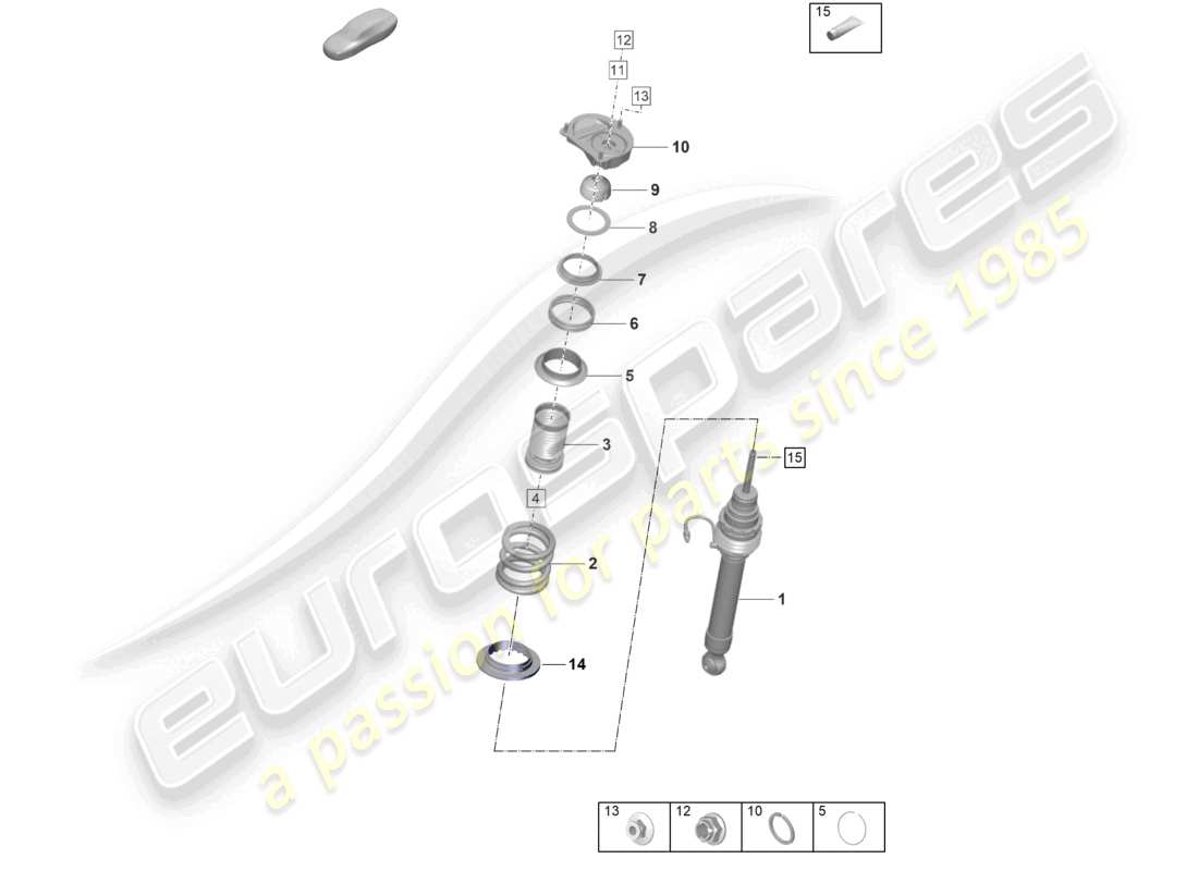 porsche 2023 (992-1 gt3/rs/st) suspension shock absorbers parts diagram