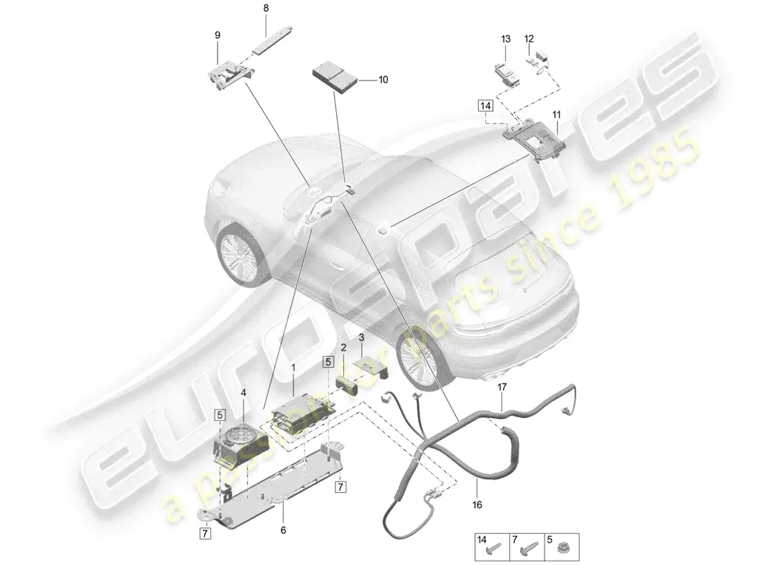 porsche 2020 (macan) for models with telephone and emergency call parts diagram
