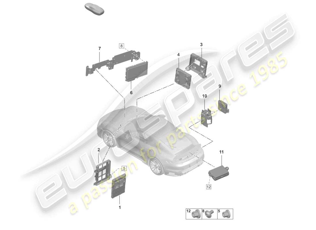 porsche 2025 (992-2 turbo / s) control units control unit (bcm) for conv. system & ob power supply control unit for driver assist systems parts diagram