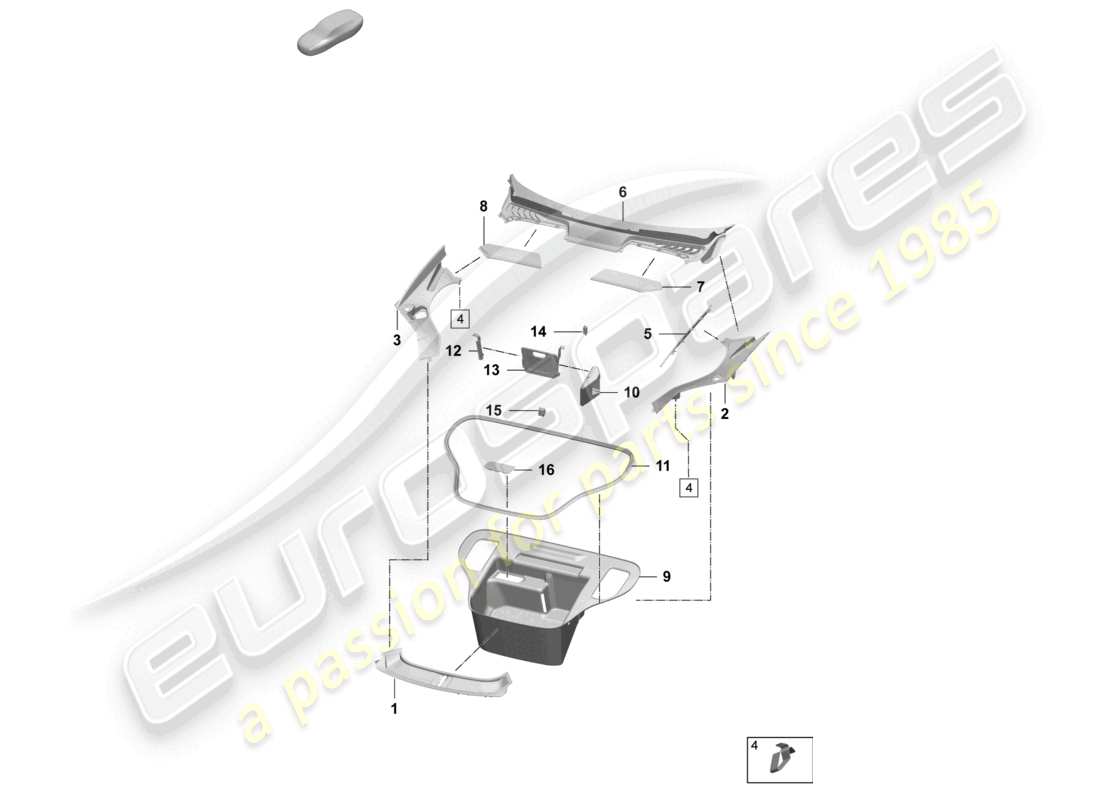 porsche 2026 (macan-e) luggage compartment trim cover - lock part diagram