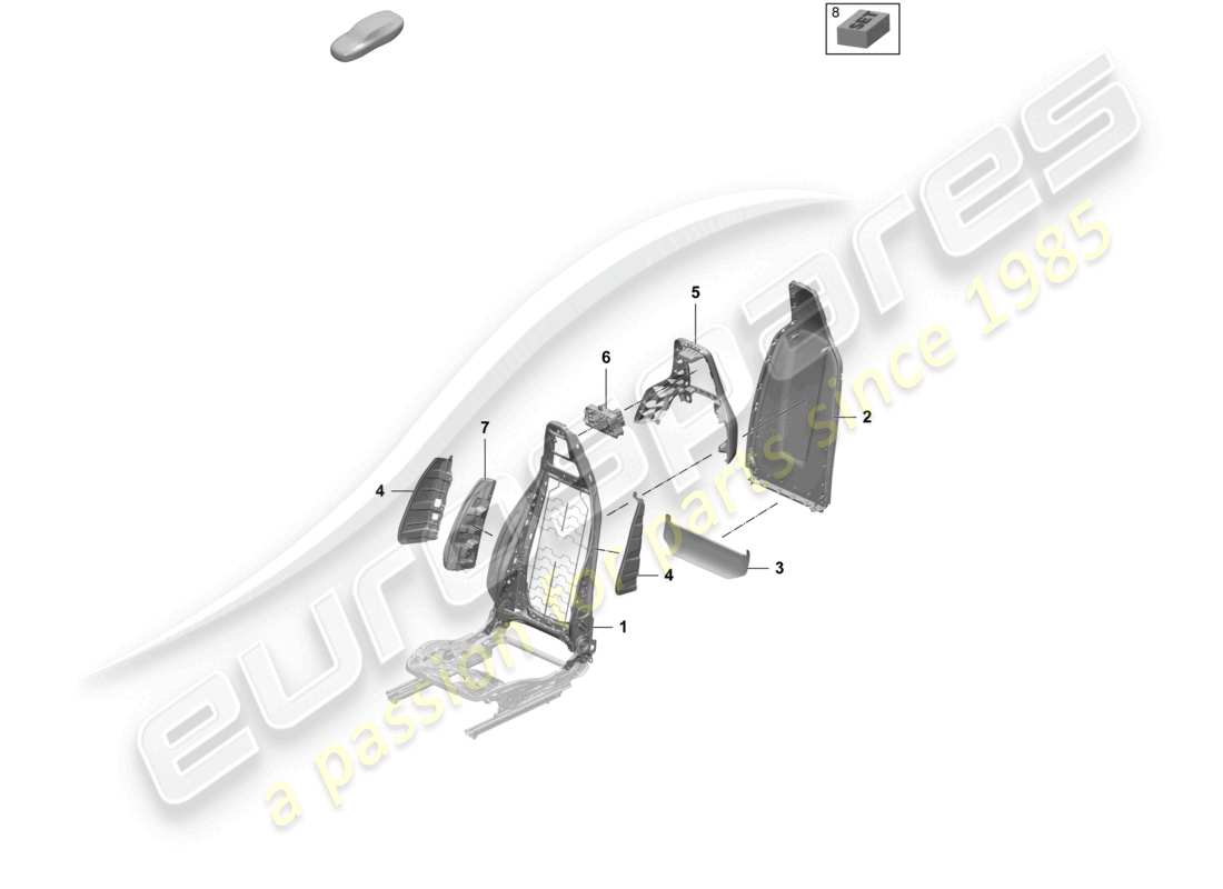 porsche 2025 (macan-e) backrest frame backrest cover standard seat comfort seat part diagram