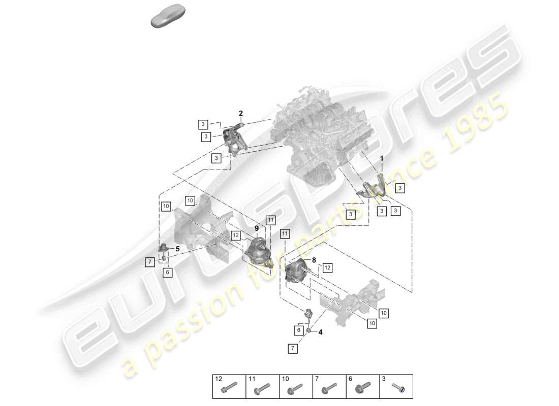 porsche 2025 (cayenne e3 pa) engine lifting tackle lower console for engine mounting engine mounting part diagram