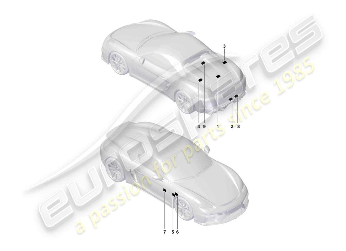 porsche 2023 (718 boxster spyder) signs/notices parts diagram
